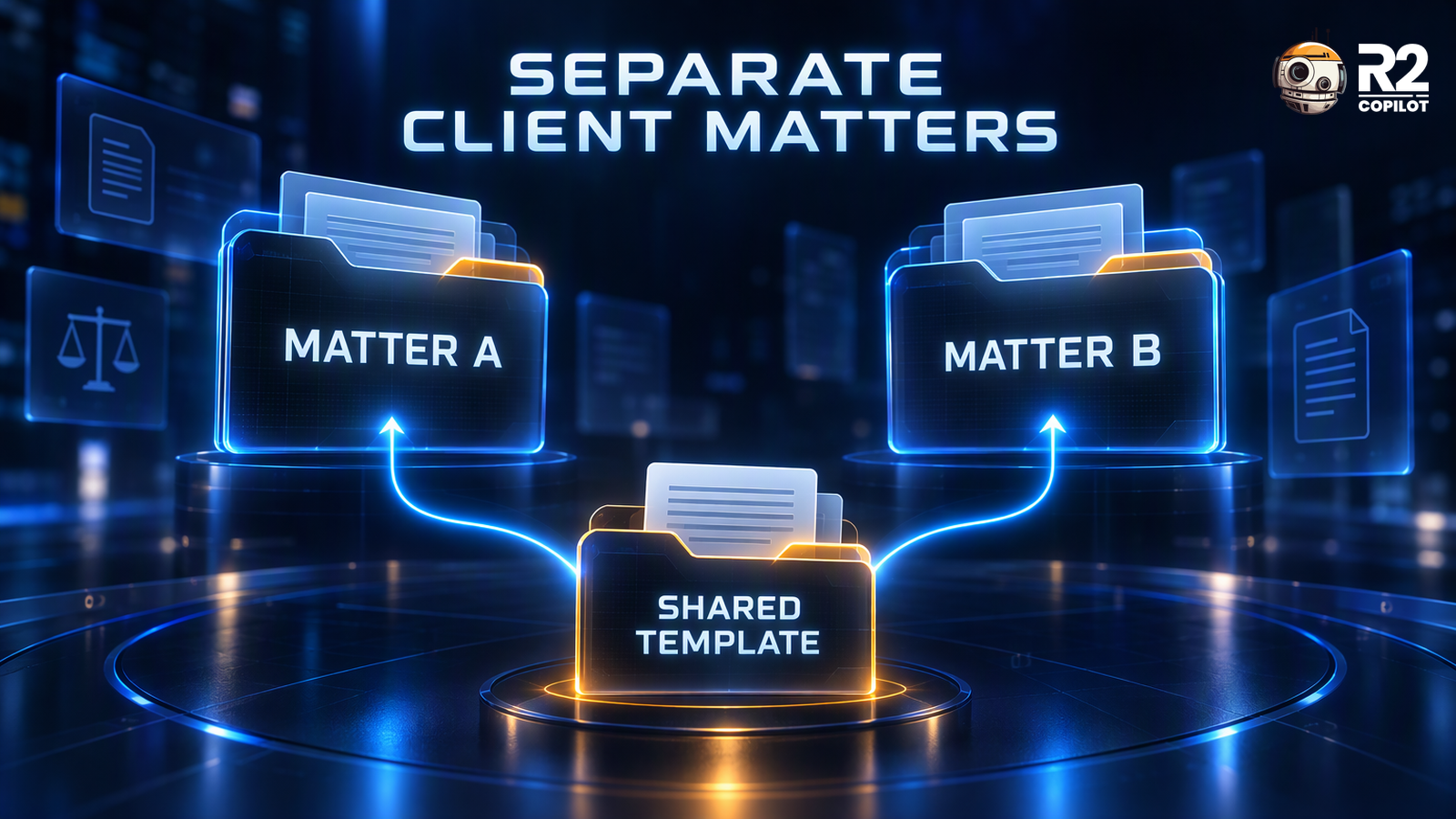 Conceptual separate client matters sharing only a practice template